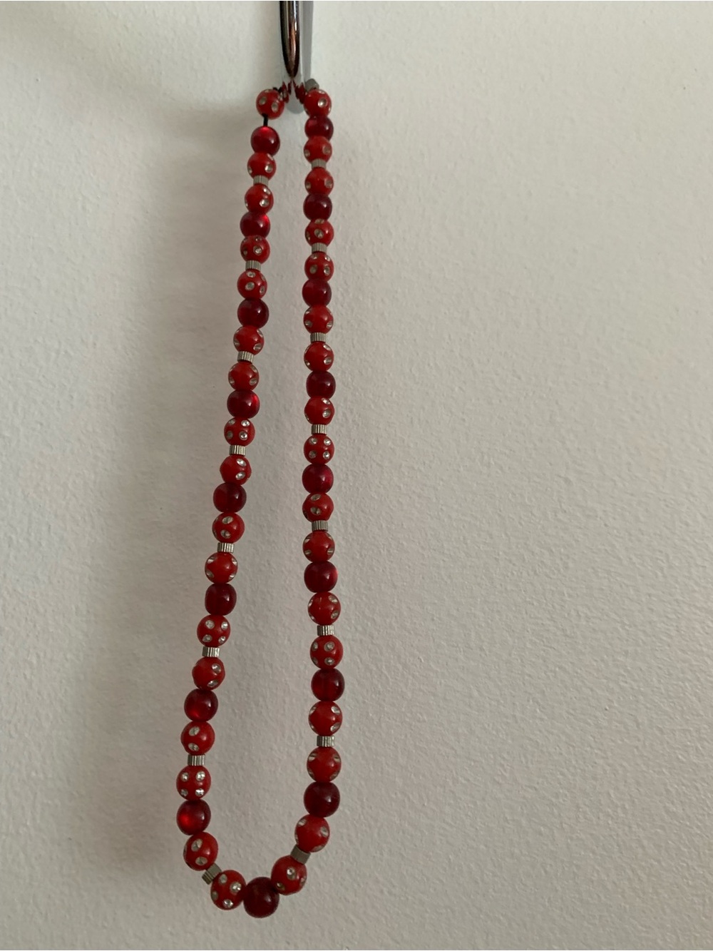 Women's Red Beaded Necklace -